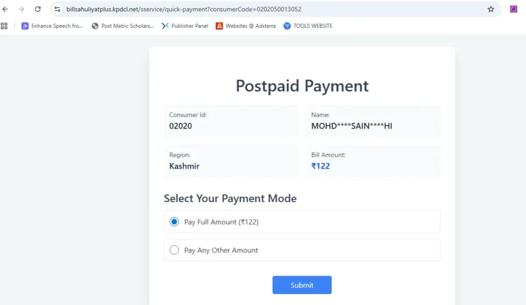 Jammu & Kashmir State Bijali Bill Check & Payment New Process