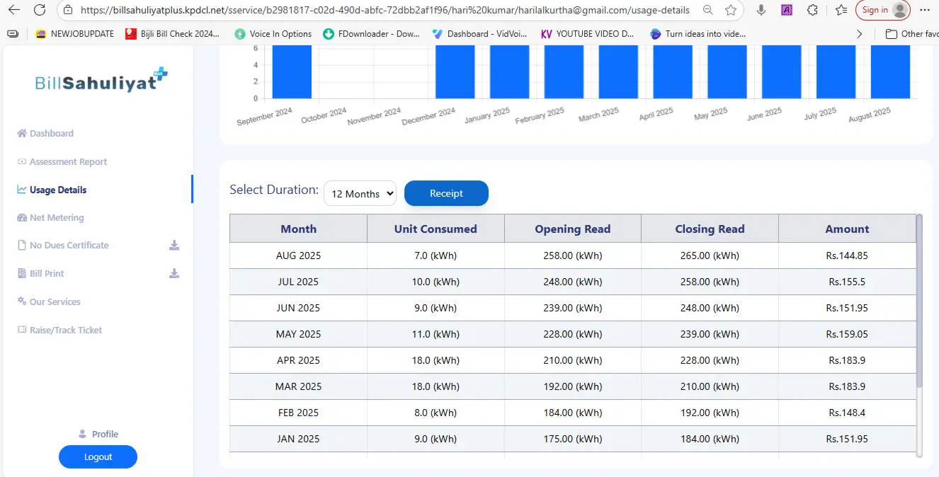 Jammu & Kashmir Electricity Bill & Payment Details Check of 12 Month Online Process