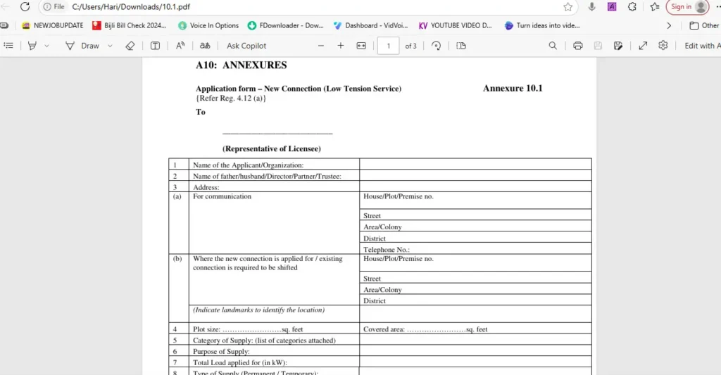 Jammu & Kashmir Electricity New Connection Form Download and filling Process1