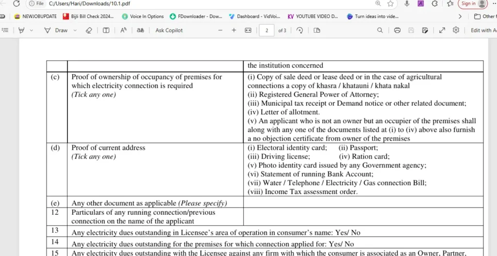Jammu & Kashmir Electricity New Connection Form Download and filling Process1